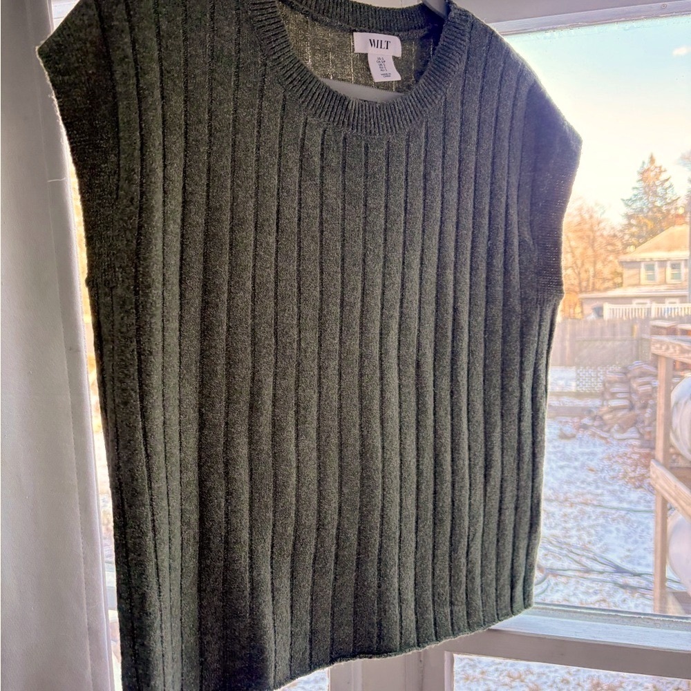 Wilt Sage Ribbed Knit Sleeveless Top